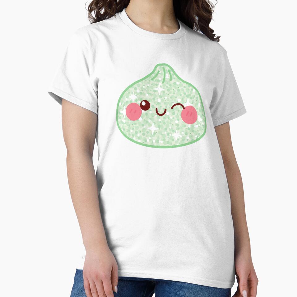 Kawaii Green Glitter Squishy Dumpling – Cute Food Character Design by EmeraldeaArt