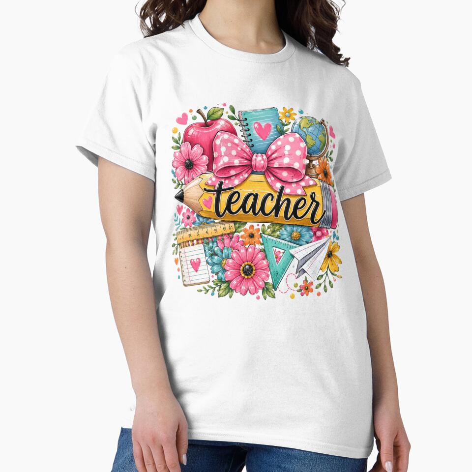 Teacher Appreciation Pencil and Floral Illustration by LunaPixelStudio
