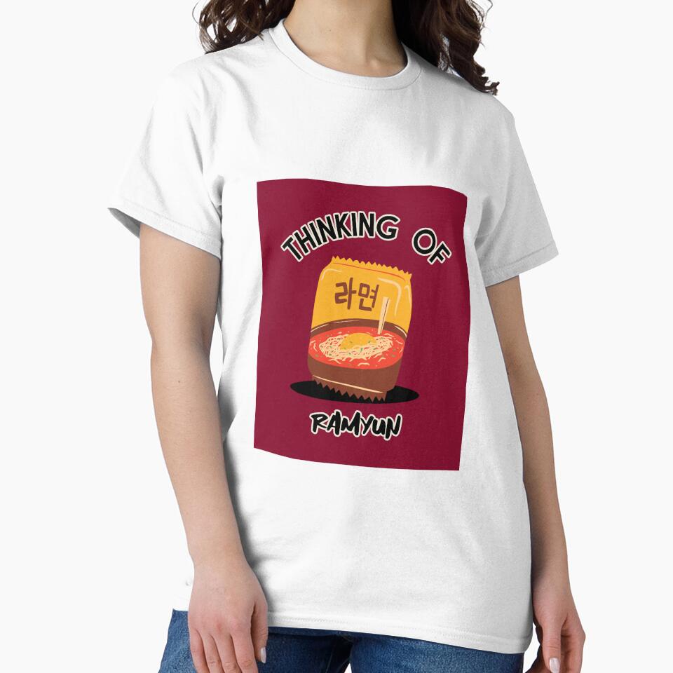 Ramyun Korean Food Tshirt Tee Shirt Cute Funny Kawaii Graphic Cartoony Design for Apparel Accessories Home Decor Skins Totes Bags Wall Art Stickers by Rocbebe