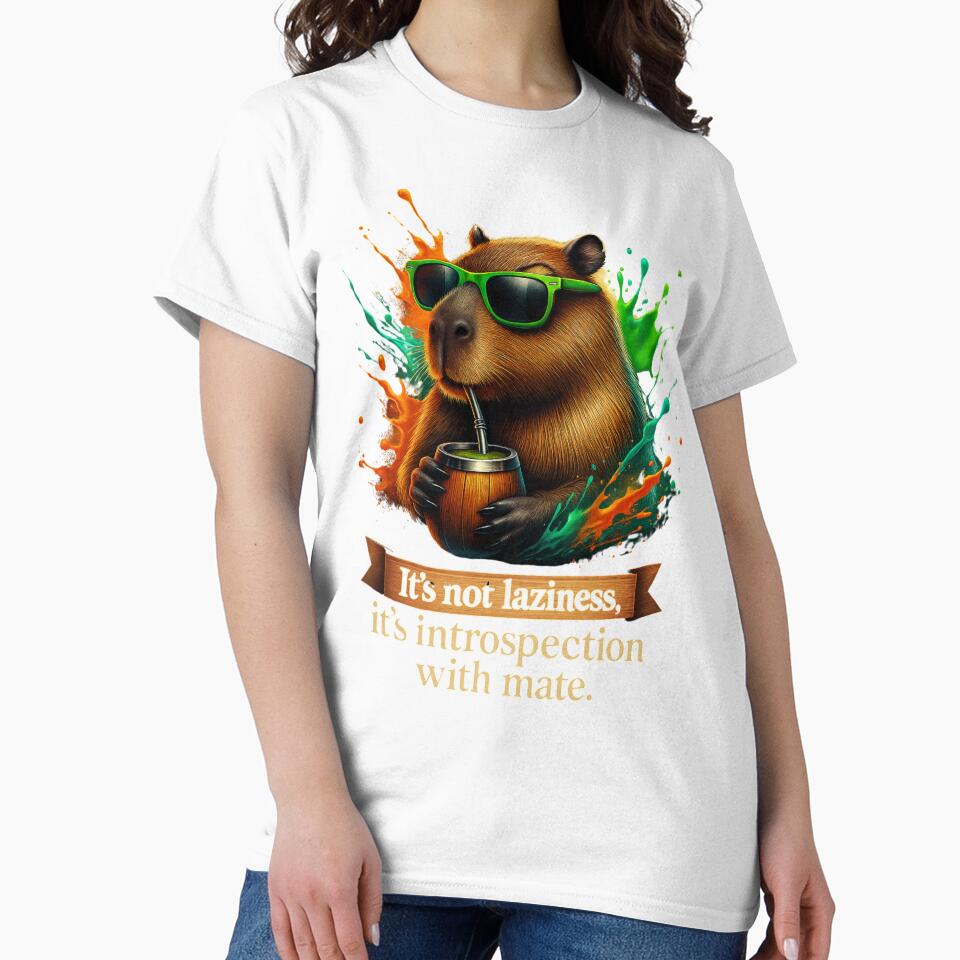 Capybara with Mate – It’s Not Laziness, It’s Introspection by JenniferCreaArte