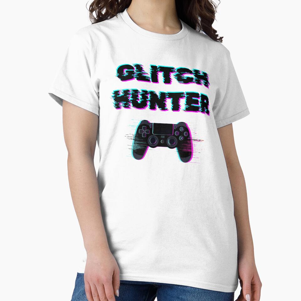 Glitch Hunter – Neon Glitch Gaming Text and Controller Art by PHRASEandSTYLE