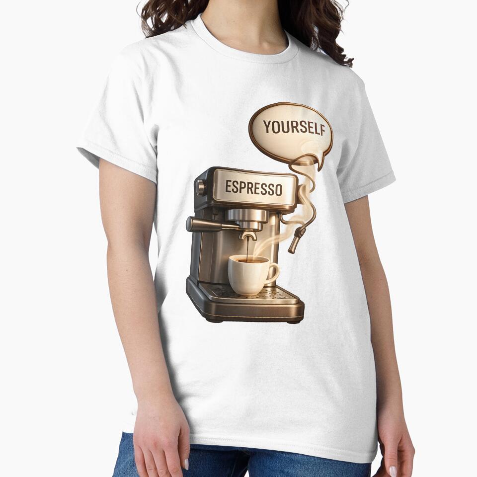 Espresso Yourself Funny Coffee Quote | 3D Espresso Machine Design | Barista Humor Gift by Divakar Fashion