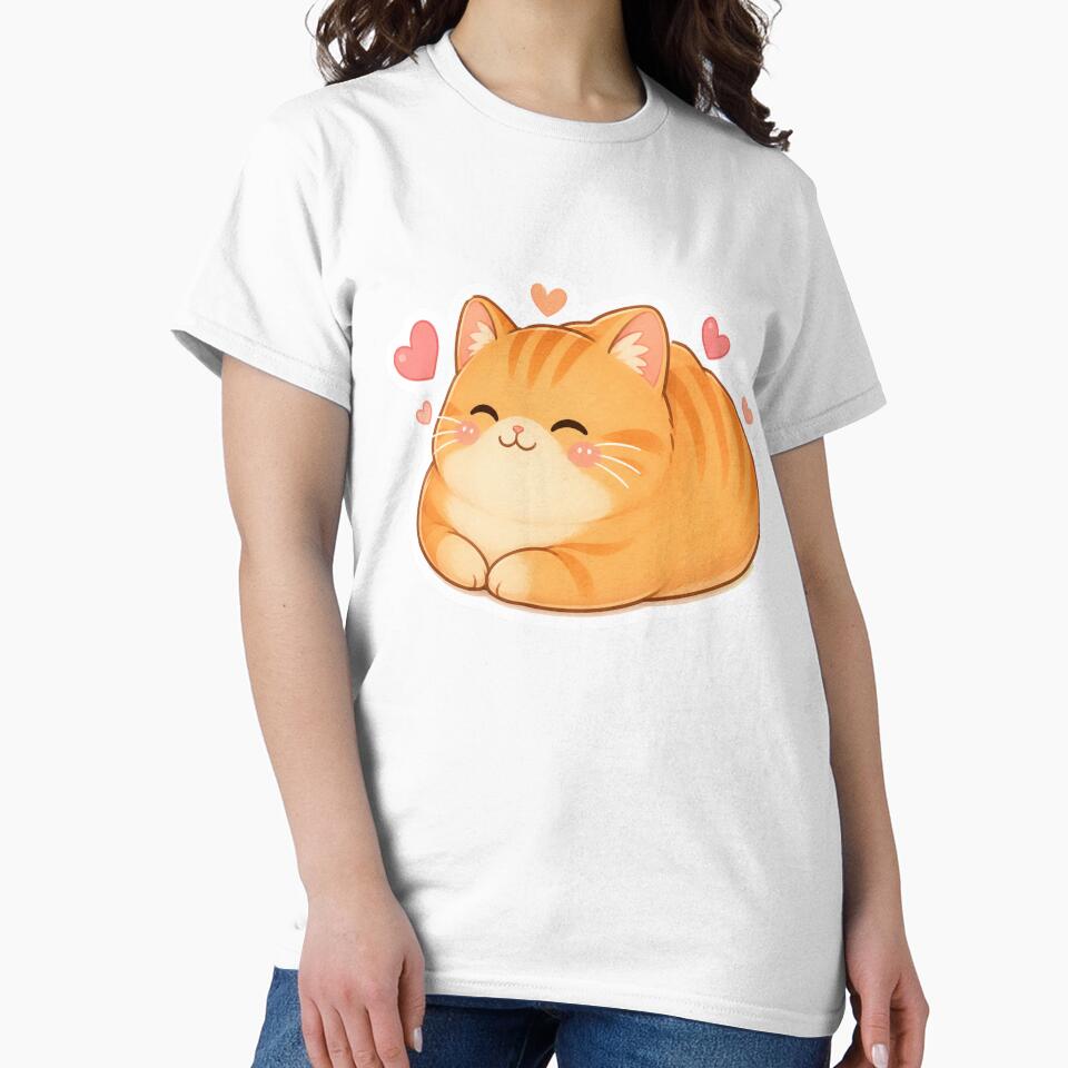 Cute Chubby Orange Cat Loaf Hearts by PriyankaSonara