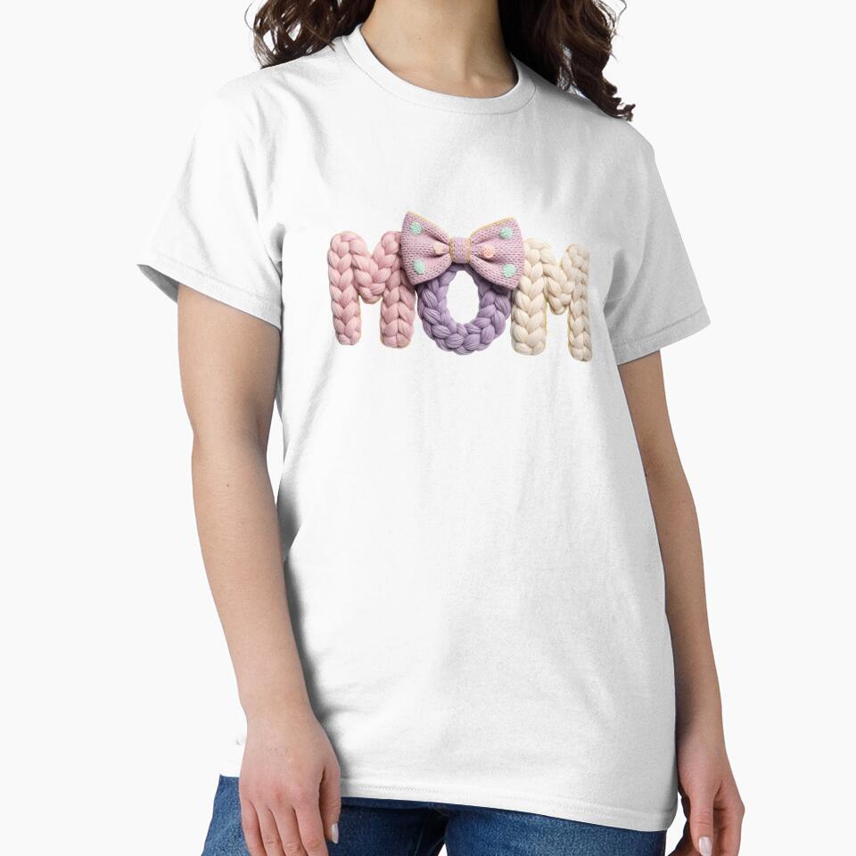 Cute Mom Aesthetic – Pastel Mama Bow Design, Cozy Knit Style MOM Typography, Mother’s Day Gift for Moms by DPDesigns647