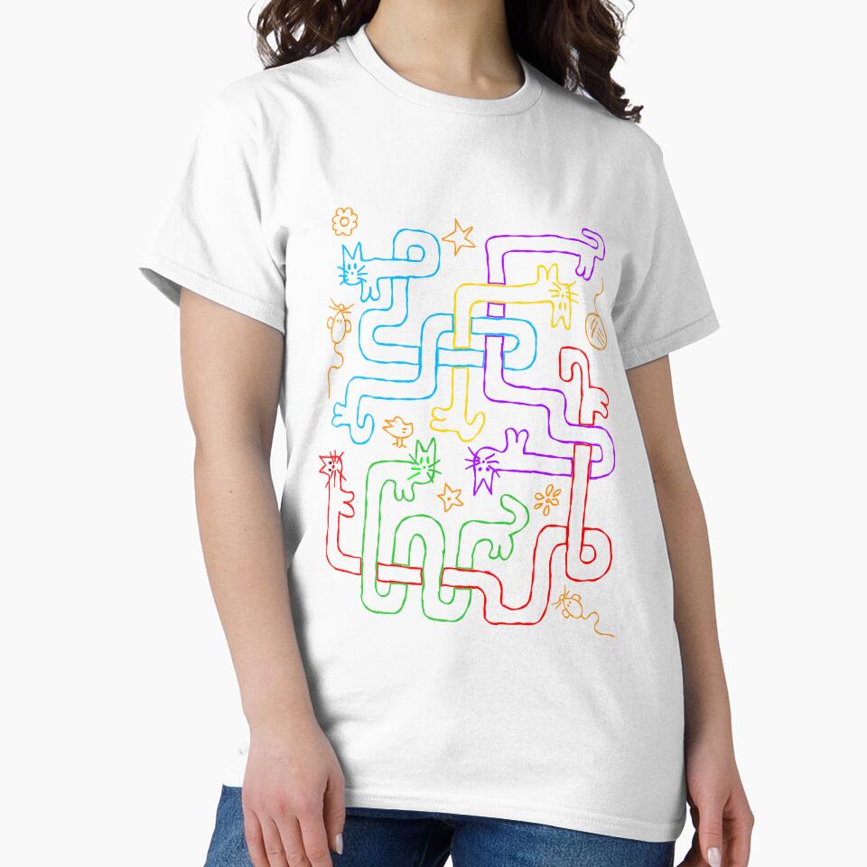 Curly Cat Rainbow Doodle by dwarmuth