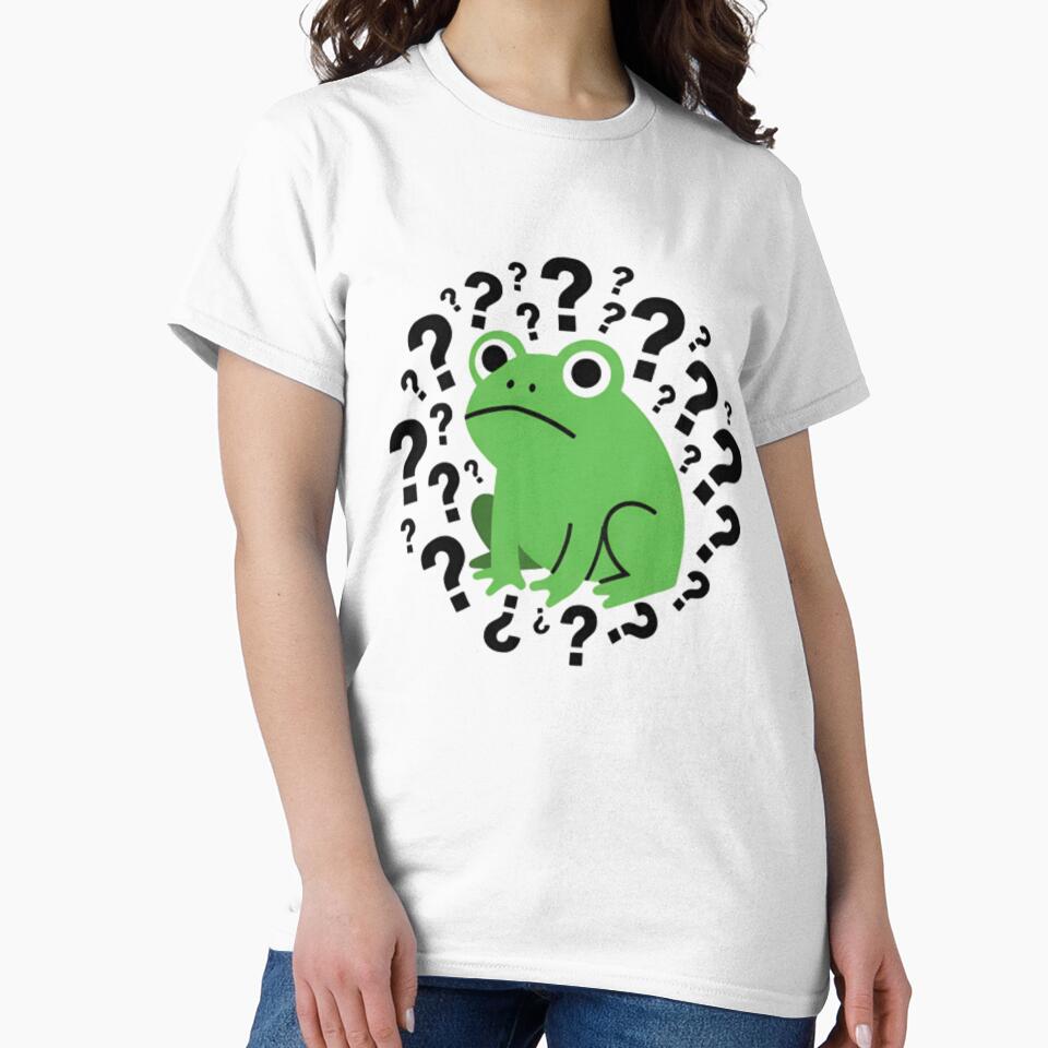 Cute Confused Frog Sticker - Funny Overthinking Green Toad T-Shirt by ZyxDes