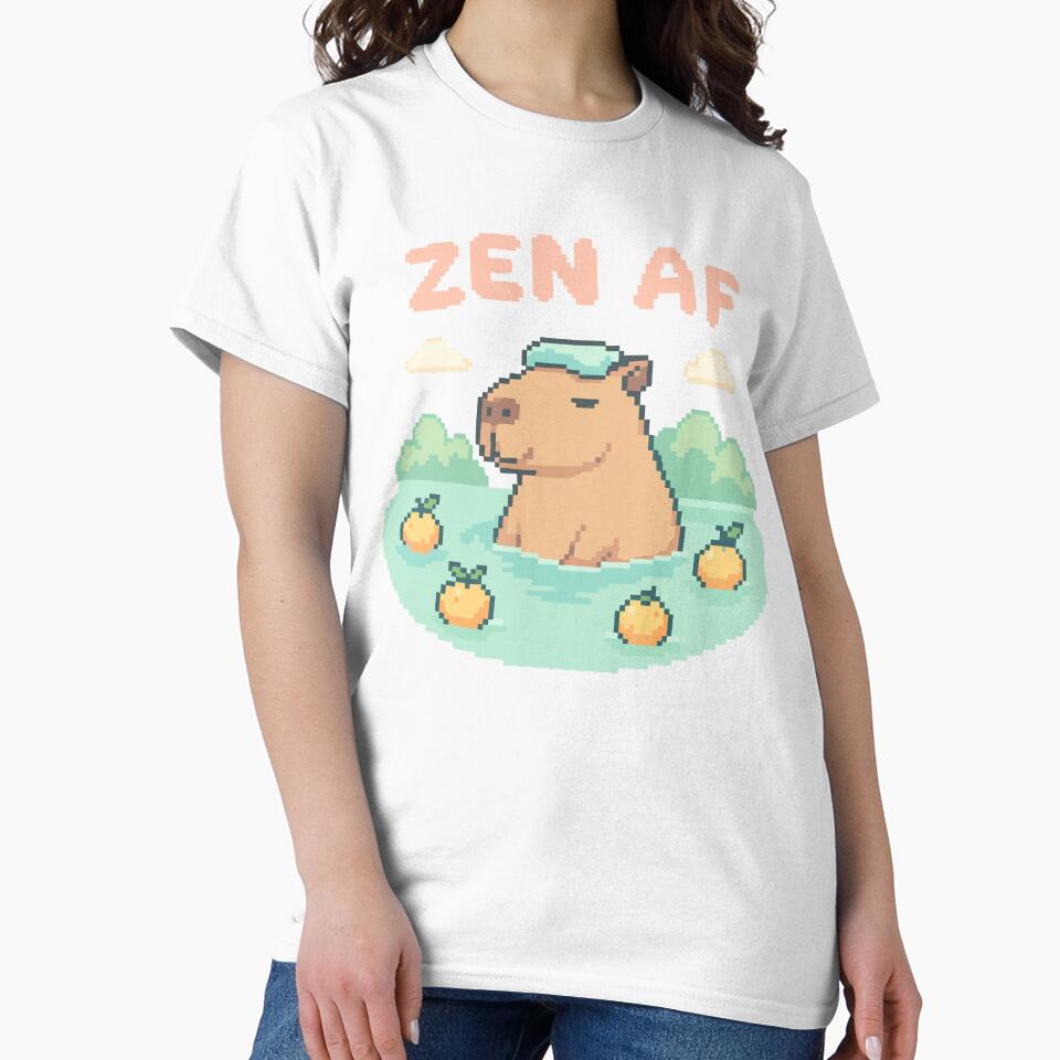 Zen AF Capybara – Hot Spring Pixel Art Chill Vibes by NaturePixel