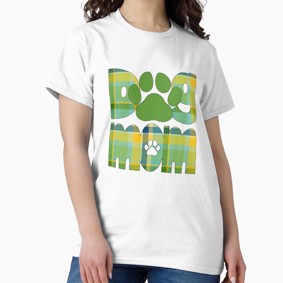 Dog Mom Green Blue Yellow Plaid by HeidiMyersArt