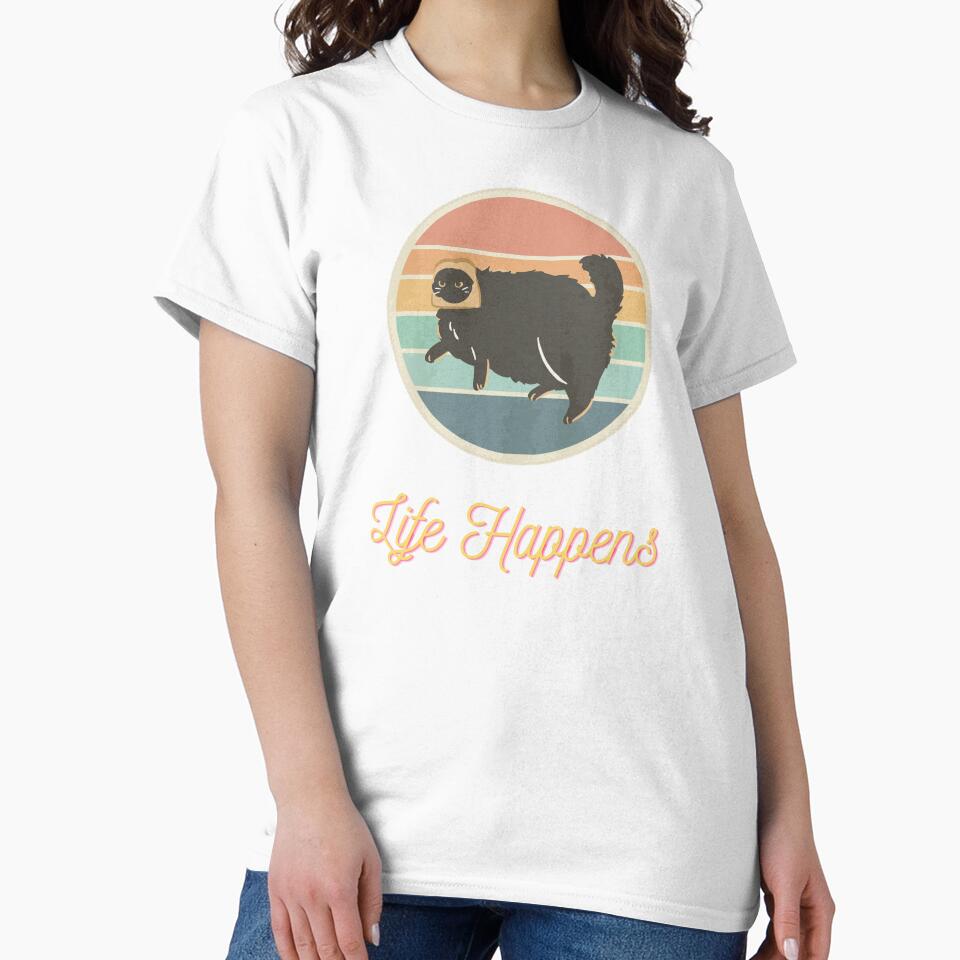 "Life Happens" - Bread Head Cat with Retro Vintage Sunset by RisenAgain - Quantum BrainGlitch | Designs