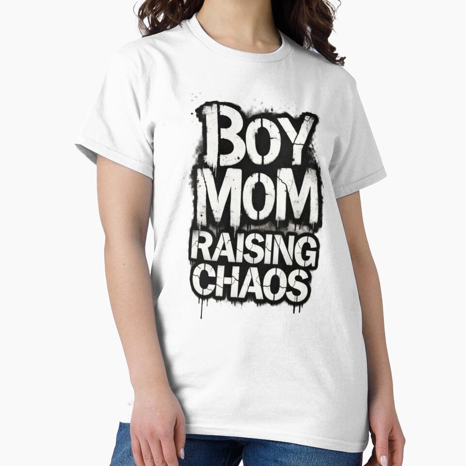 Boy Mom Raising Chaos – Funny Mom of Boys Graphic by harmandragon04