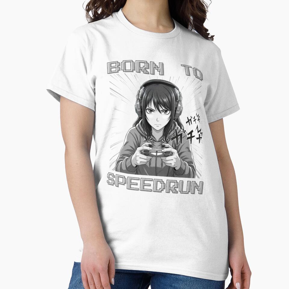 Anime Girl Gamer – Born to Speedrun Manga Style Art by PHRASEandSTYLE