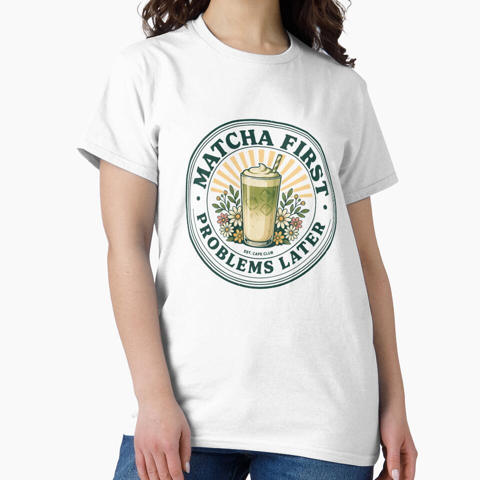 Matcha First, Problems Later – Funny Iced Matcha Lover Retro Café Design by ArcticFoxStudio