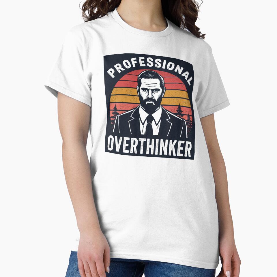Professional Overthinker - Retro Sunset Business Man by LittleDreamInk