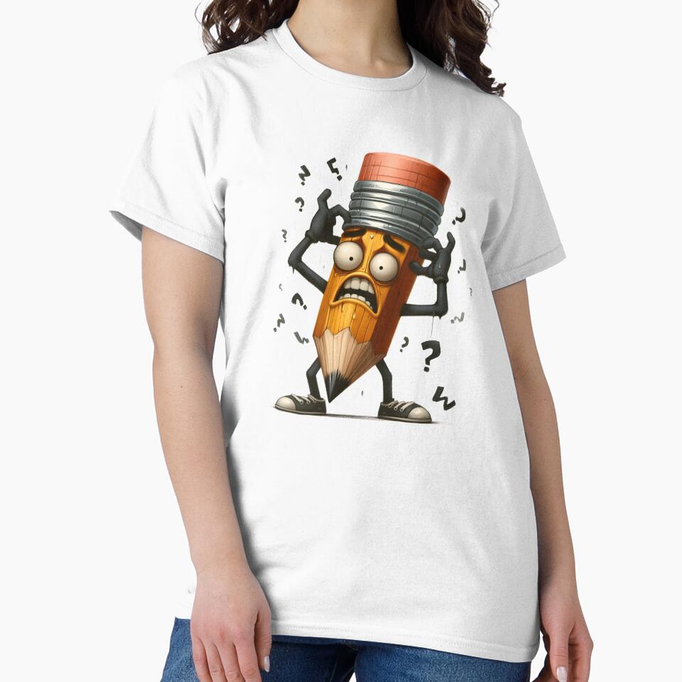 Stressed Overthinking Pencil Character Retro Design by LunaPixelStudio