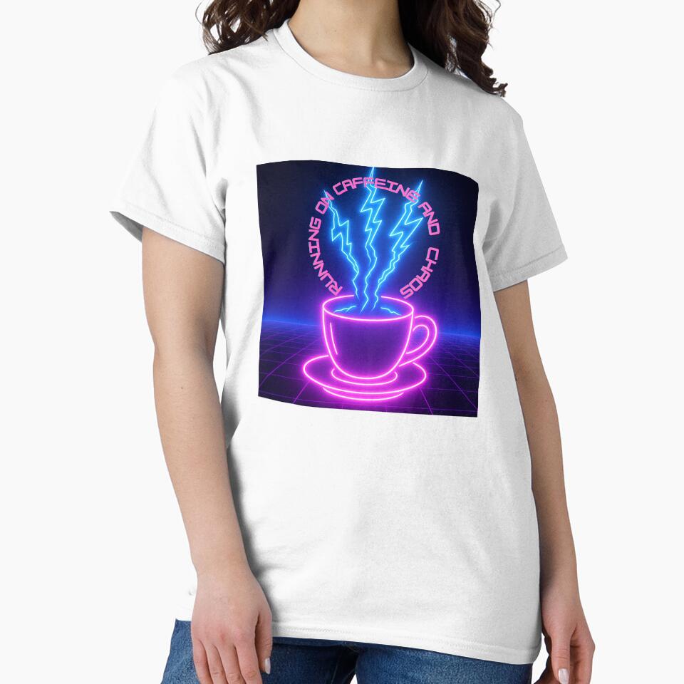 Running on Caffeine and Chaos – Neon Lightning Coffee Cup by RKNTdesigns