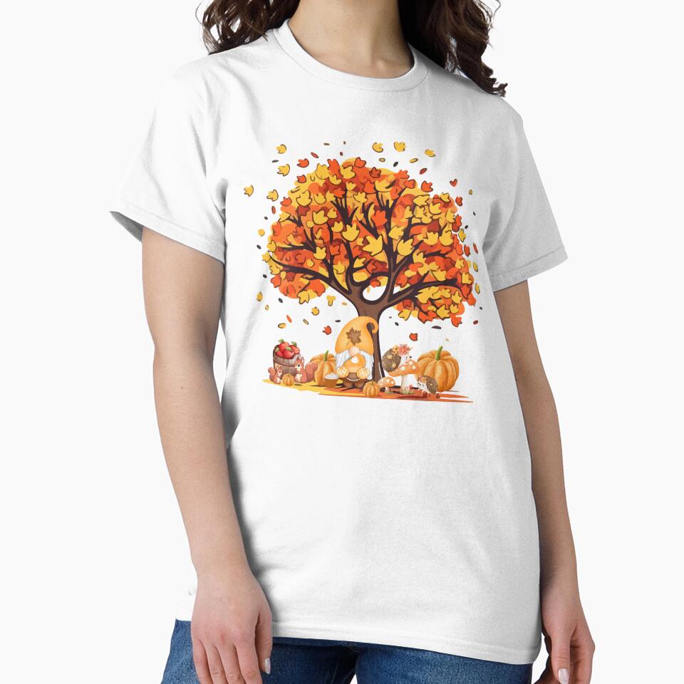 Fall Gnome Picnic Scenery with Pumpkins Squirrels and Hedgehogs by azitabella