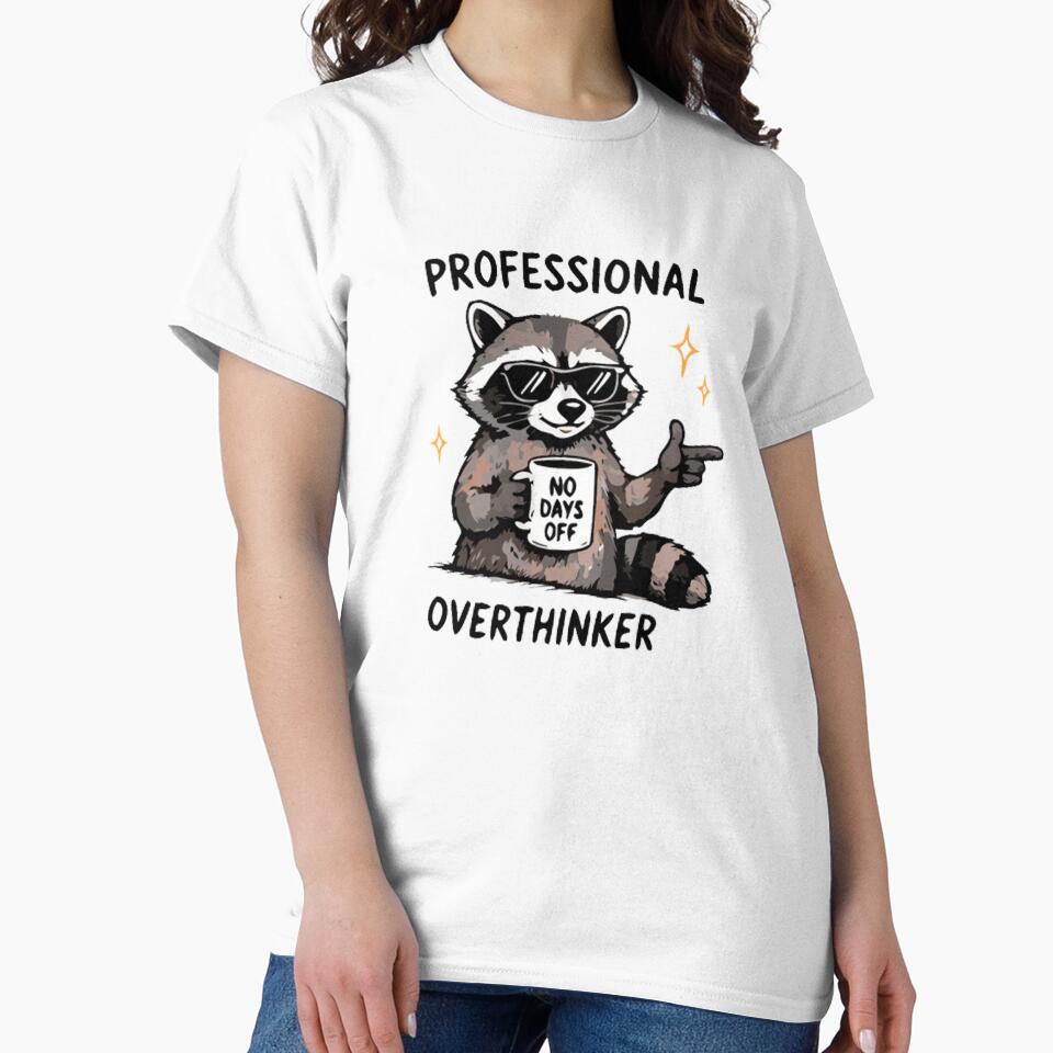 Professional Overthinker Funny Raccoon Coffee Shirt by FAFshop