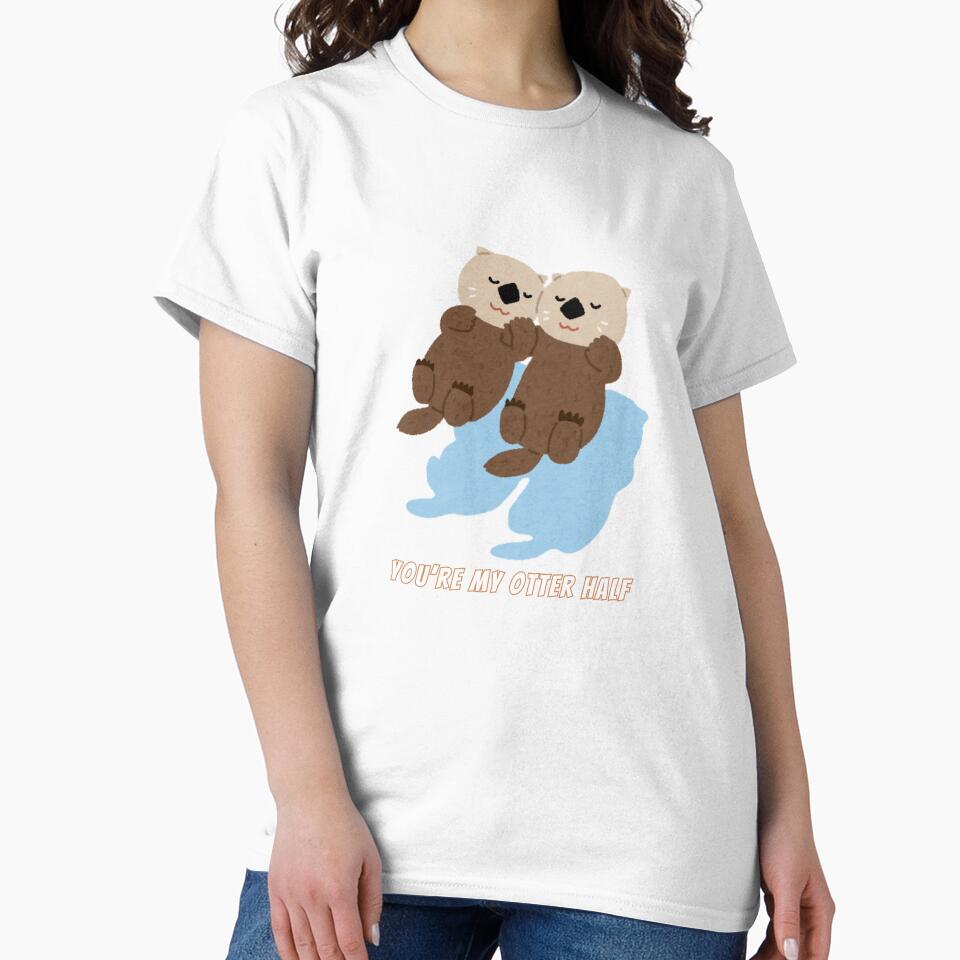 Cute Kawaii Otters You're My Otter Half Pun by AnimalMemeHub