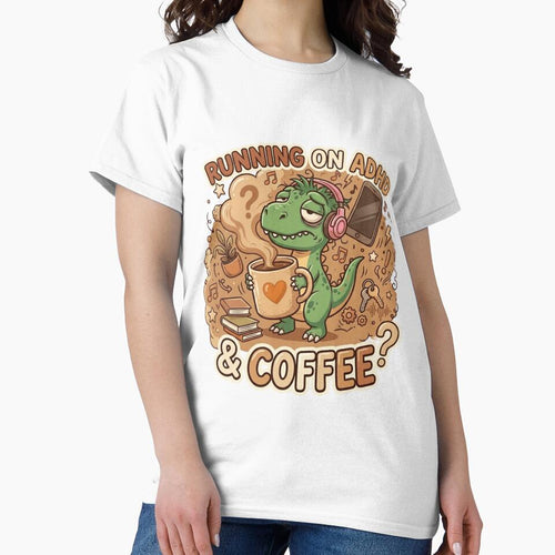 ADHD Rex - Running on ADHD & Coffee Sleepy Dinosaur Sticker by WowDezign