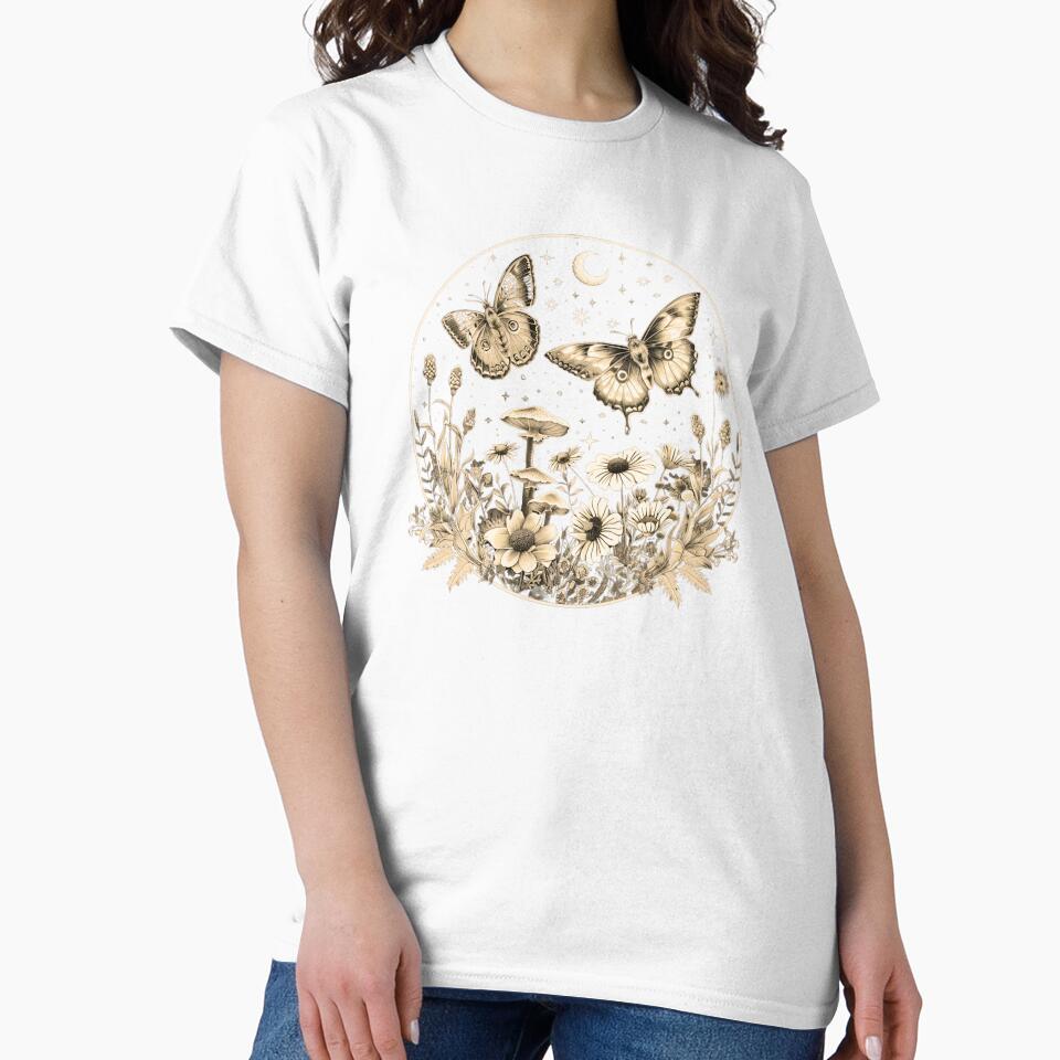 Moths, Mushrooms, and Moonlit Wildflowers Line Art by Zodilite