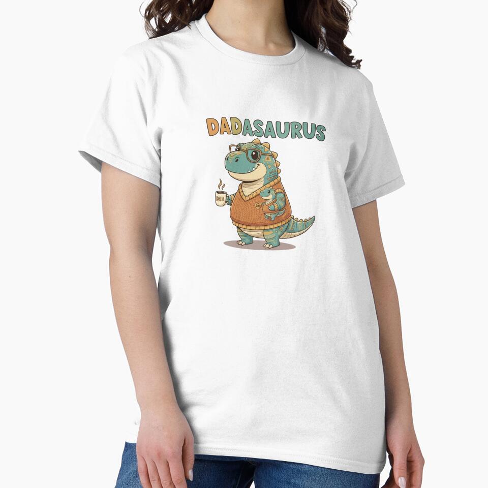 Dadasaurus Coffee Lover - Dino Dad Design by InkWeaveShop