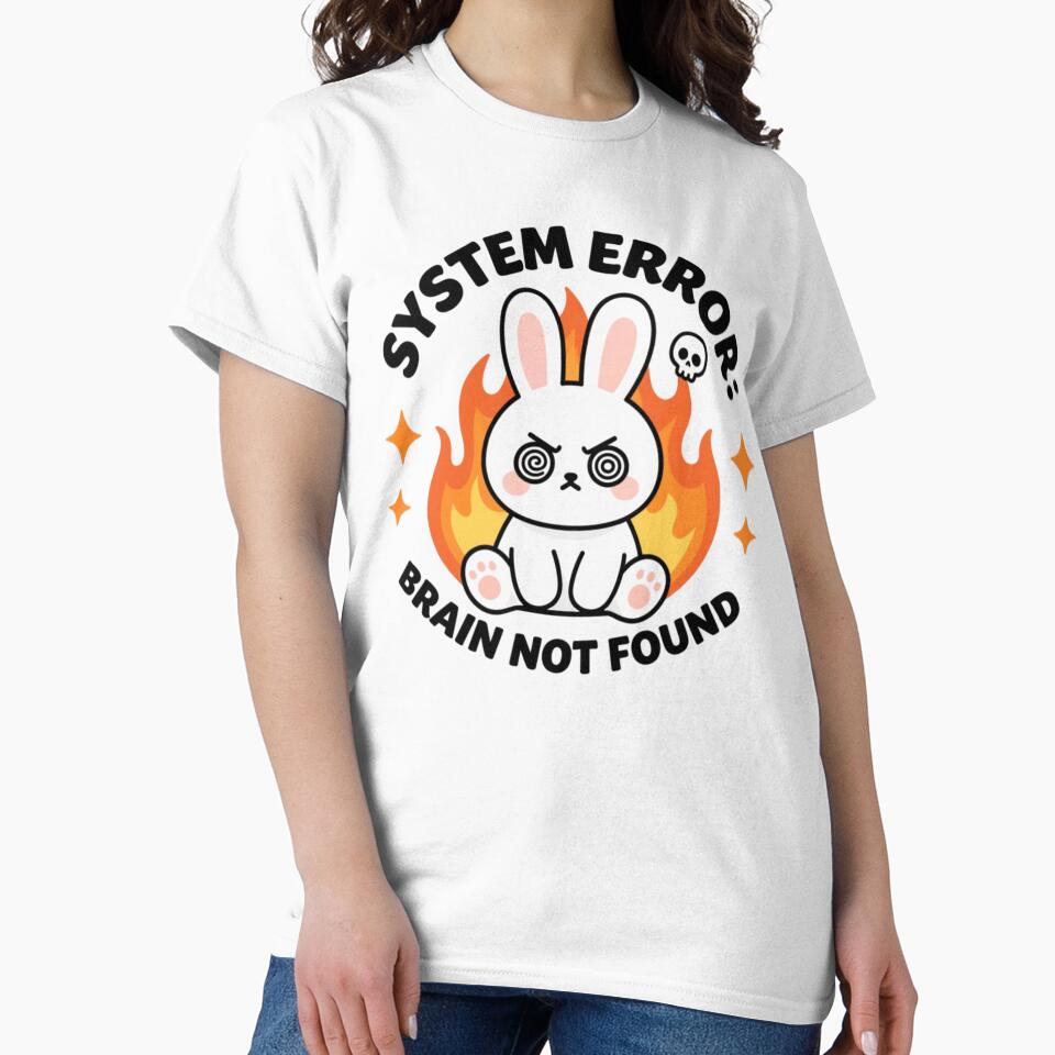System Error Brain Not Found Funny Angry Flame Bunny by TreasureOfAna
