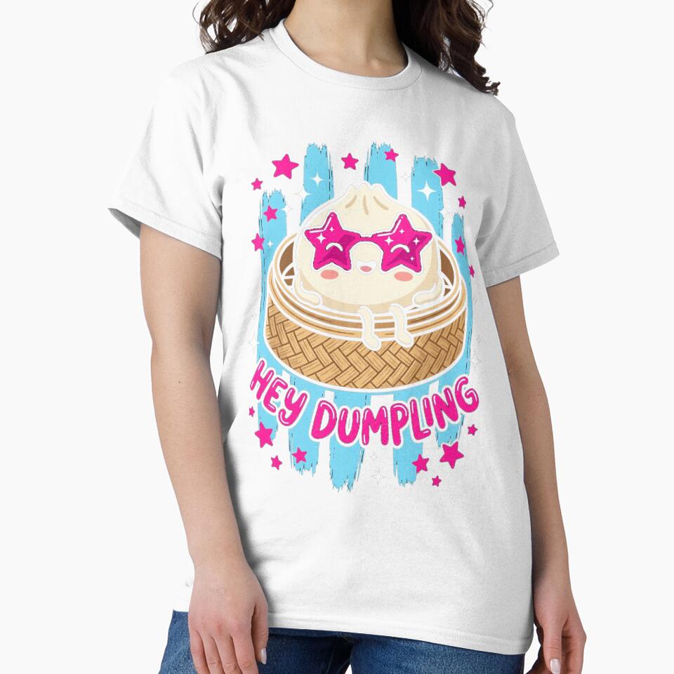 Hey Dumpling – Cute Kawaii Dumpling with Pink Star Sunglasses by EmeraldeaArt