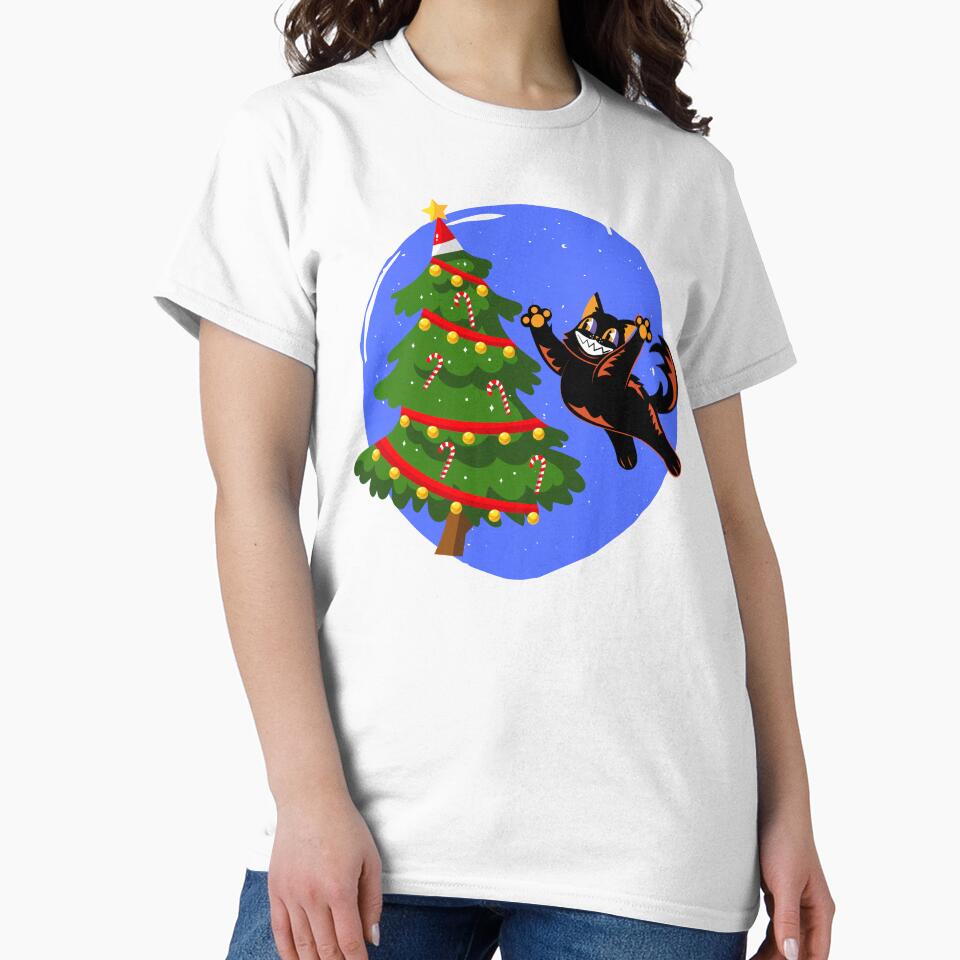 Cute Cat and Christmas Tree by natalillu
