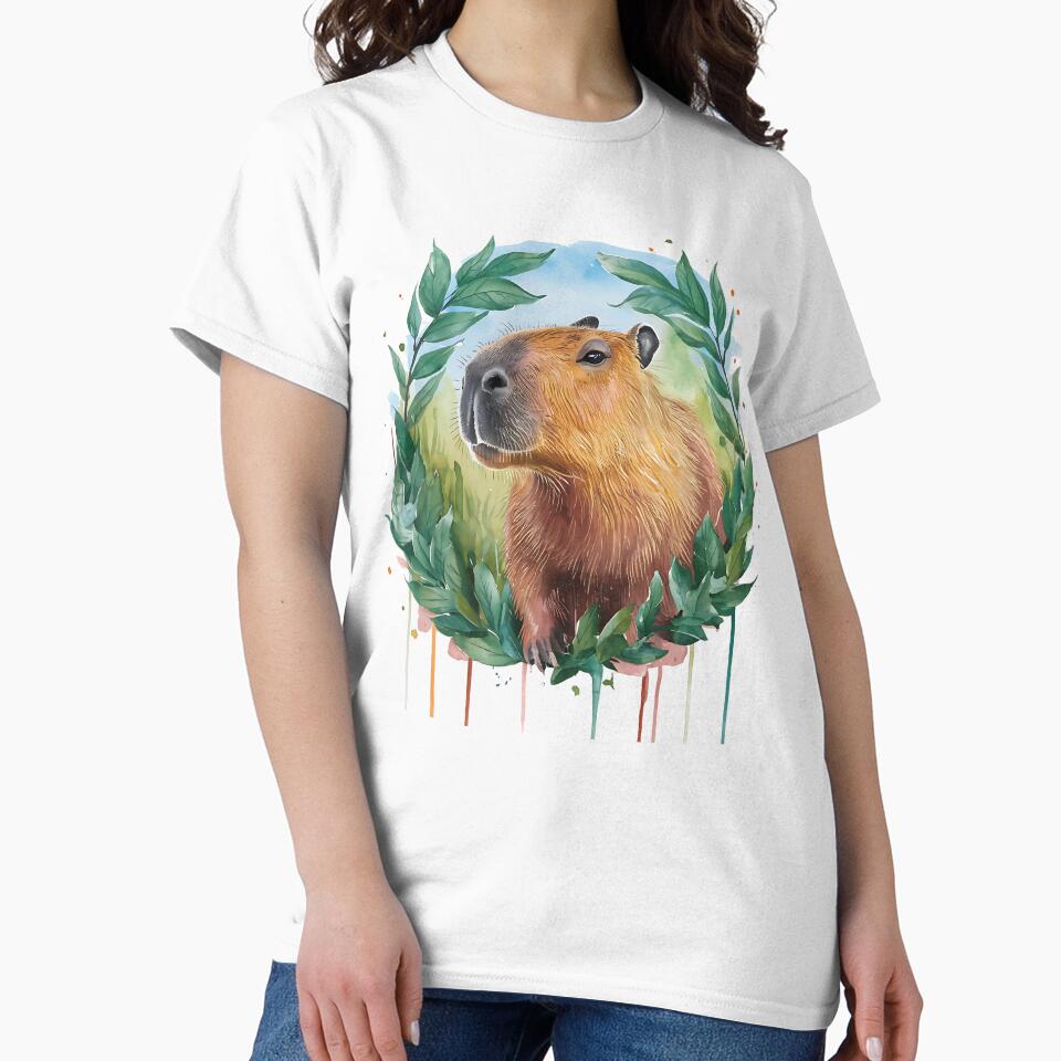 Cute watercolor capybara king of chill by Ann Miu Deluxe