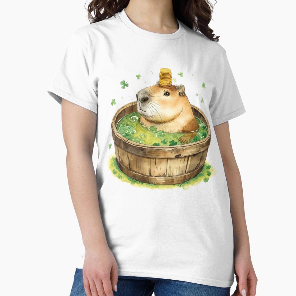Funny St Patricks Day Capybara Spa in Shamrock Tub by AQUILAKREO
