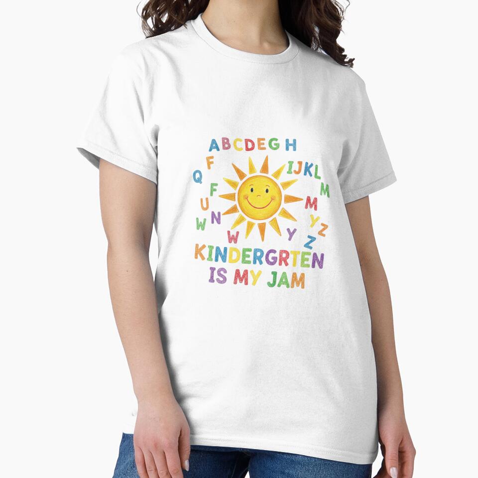 Kindergarten Is My Jam crayon alphabet sun cheerful teacher gift by language-des
