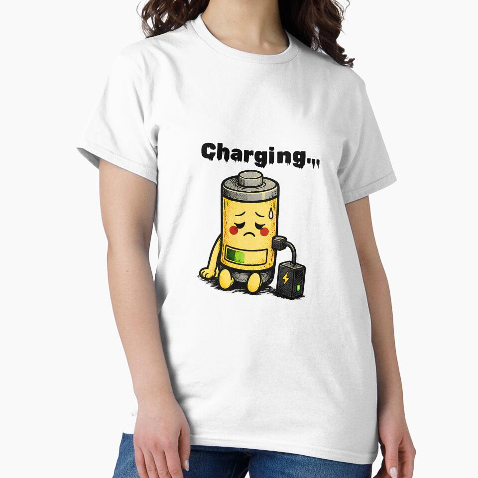 Charging Mode Shirt – Social Battery Recharge Funny Introvert Aesthetic Tee by DesignTeamHub