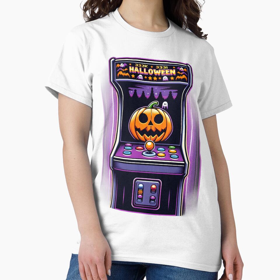 Retro Halloween Arcade Machine with Pumpkin and Ghosts. by The-T-In-Retro
