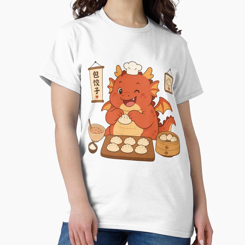 Cute Dragon Dumpling Chef Kawaii Chinese Food Art | Baozi Dragon Cartoon by MonkeyVibe