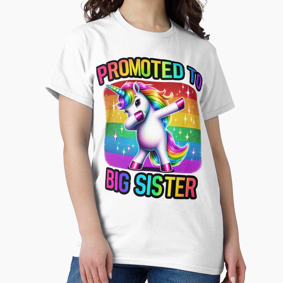 Promoted to Big Sister Girls Dabbing Unicorn Older Sister by MERCH HQ