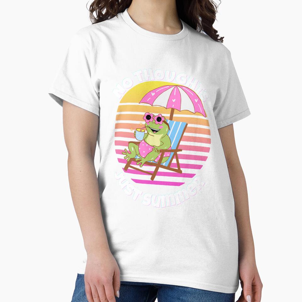 No Thoughts Just Summer Frog Shirt | Funny Retro 90s Aesthetic Summer Tee by mrobpeach2