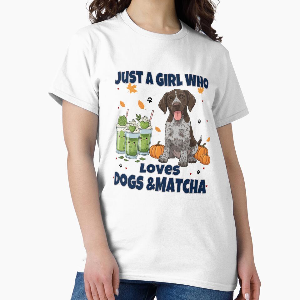 Just a Girl Who Loves Dogs & Matcha – German Shorthaired Pointer Puppy Cute Cartoon by The Real Life Symphony
