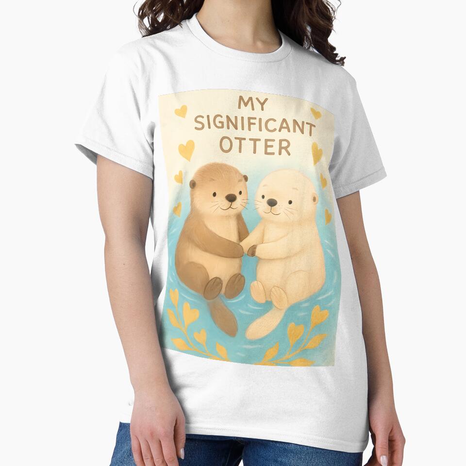 Significant Otter Funny Animal Pun Valentines Day Sticker Shirt Couple Gift by GiftsForge