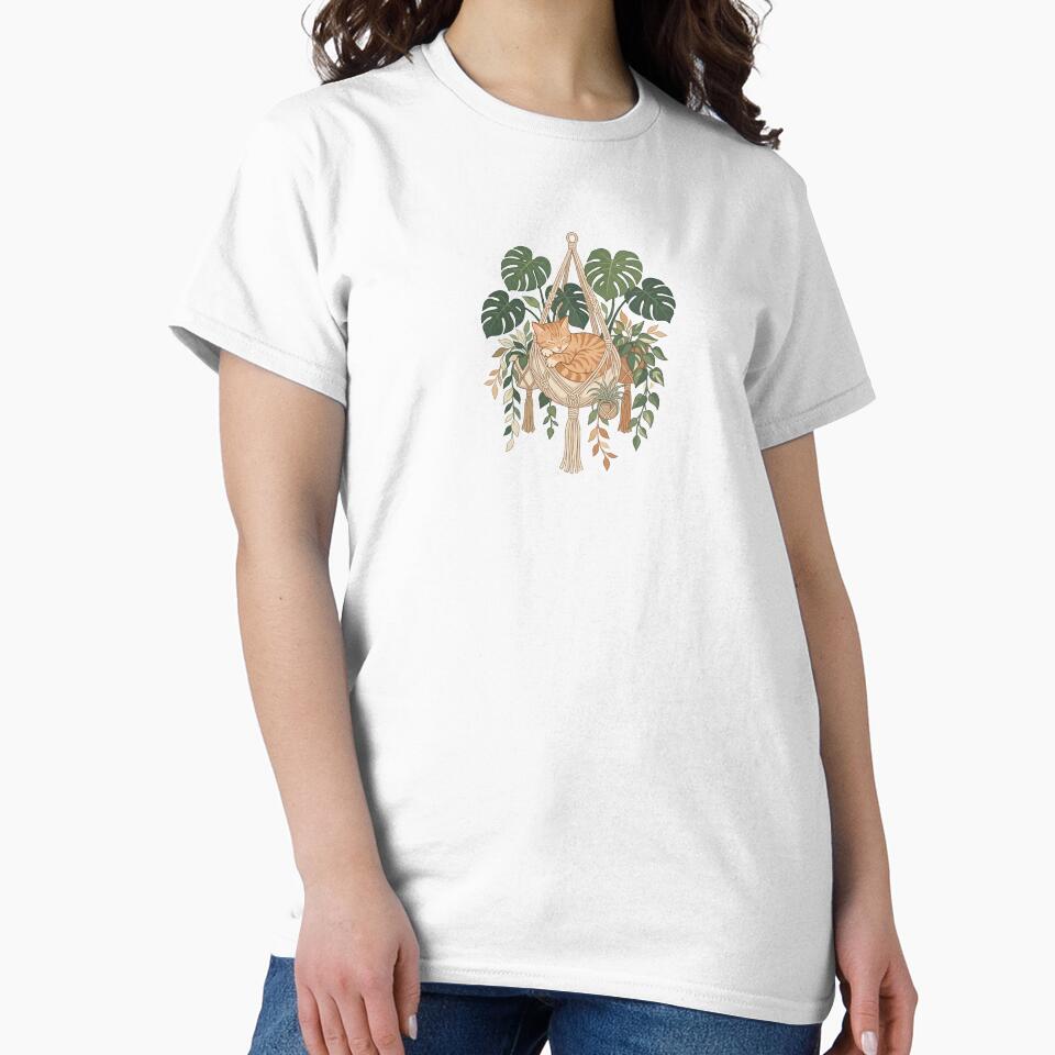 Sleeping Orange Tabby in Boho Macrame Planter by Kvarny