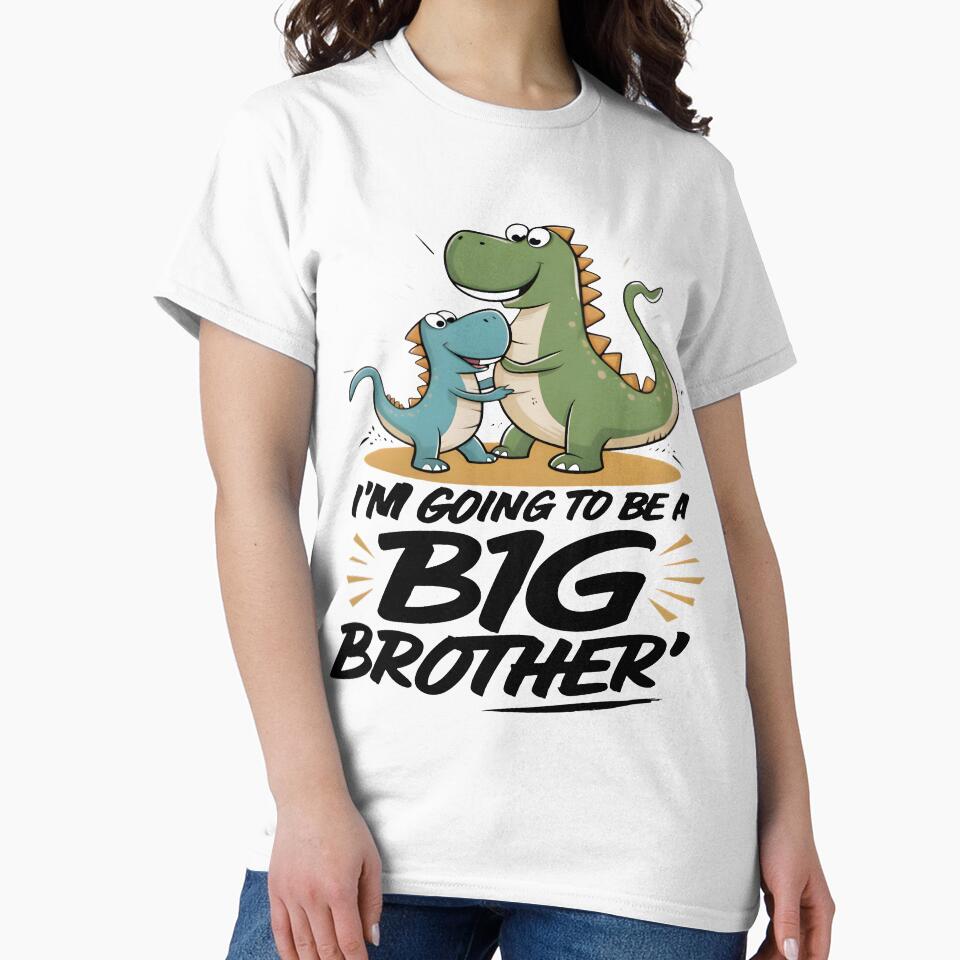 Cute Dinosaur Saying "Im Going To Be A Big Brother" by AlphaTeez