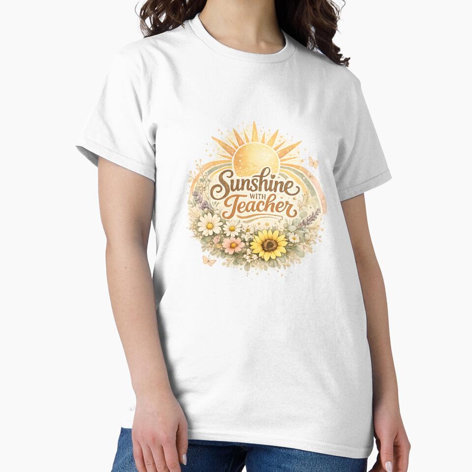 Sunshine With Teacher Floral Rainbow Watercolor by Chic_Clip_Craft