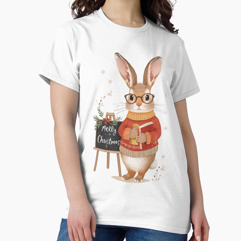 Teacher Bunny Merry Christmas Design by zoocore