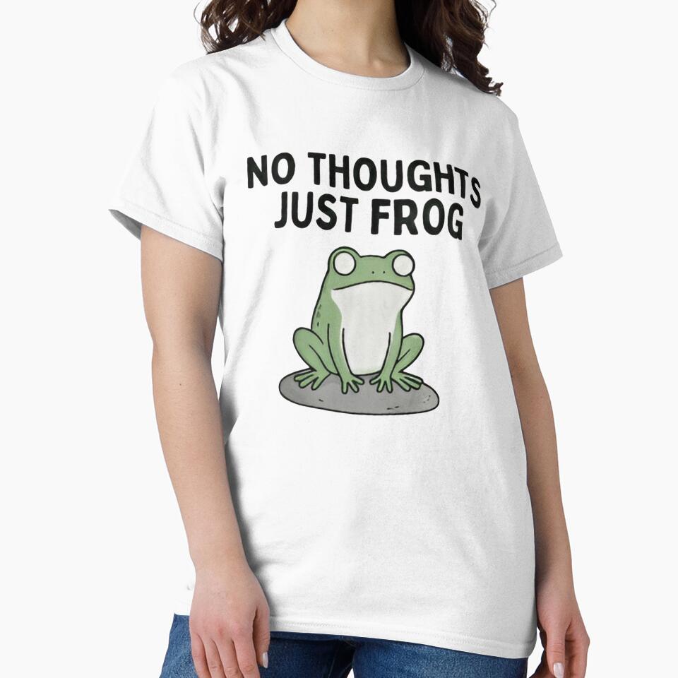 No Thoughts Just Frog Shirt – Silly Empty Brain Meme Tee by ZyxDes