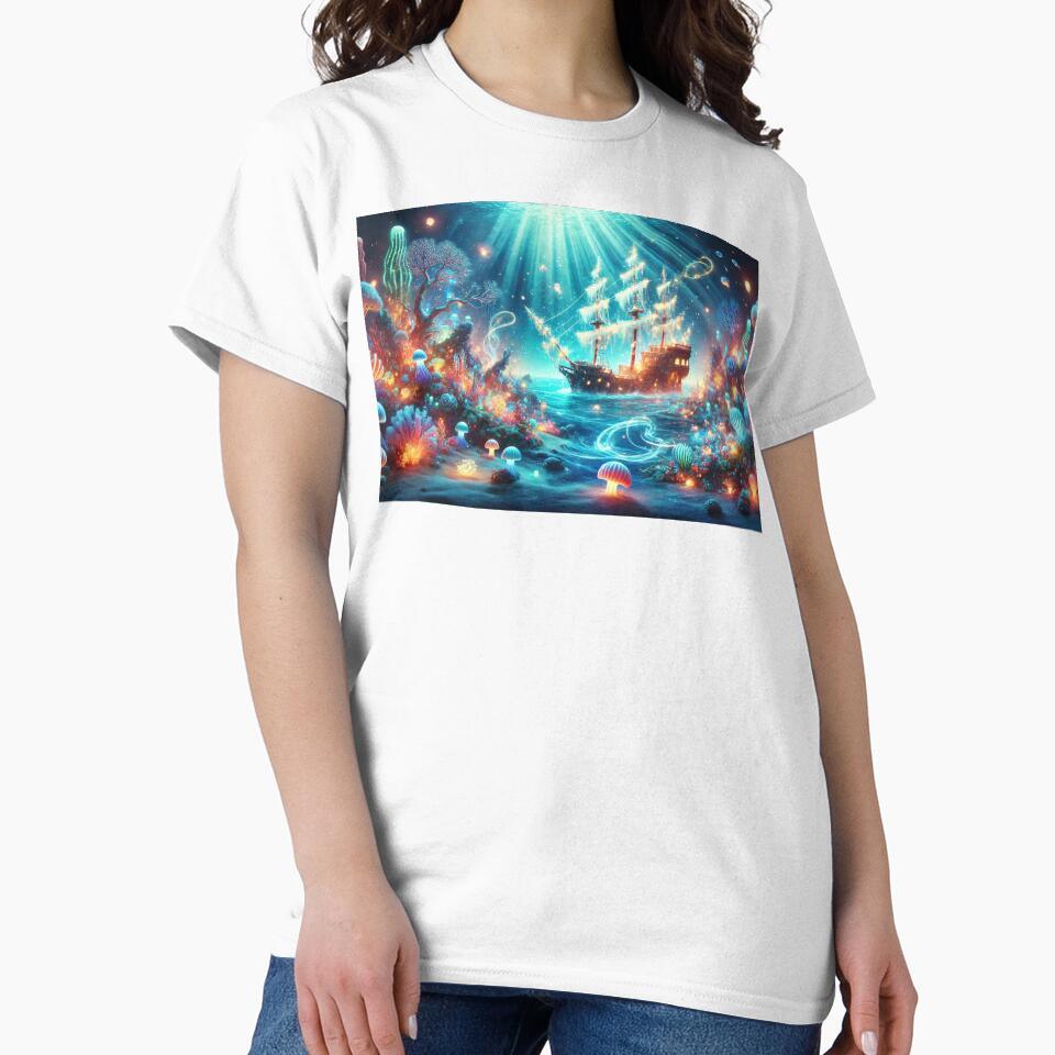 Underwater Fantasy with Pirate Ship and Glowing Coral by TeslaSt0re