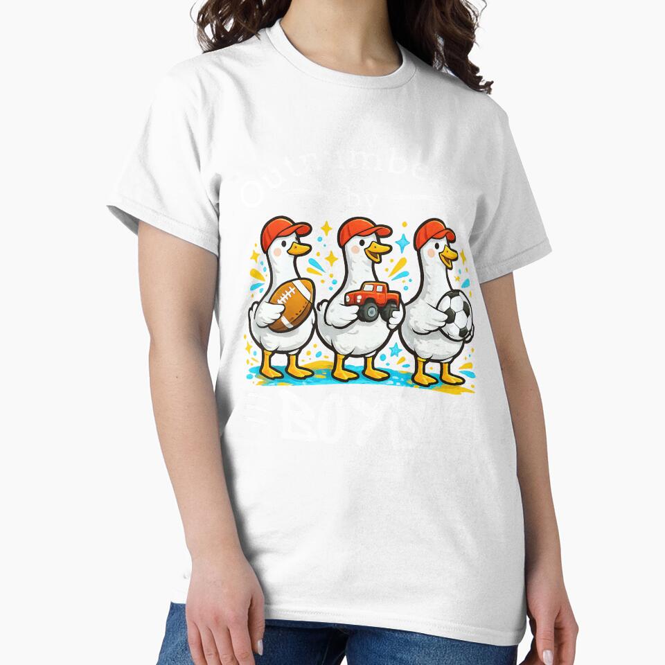 Outnumbered By Boys Funny Boy Mom Retro Motherhood Quote T-Shirt by Teetreasure2