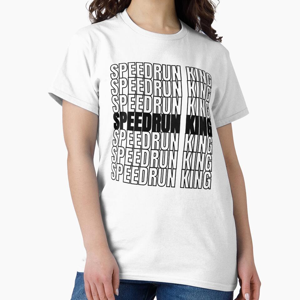Speedrun King Repeated Text – Minimalist Speedrunning Typography Design by PHRASEandSTYLE