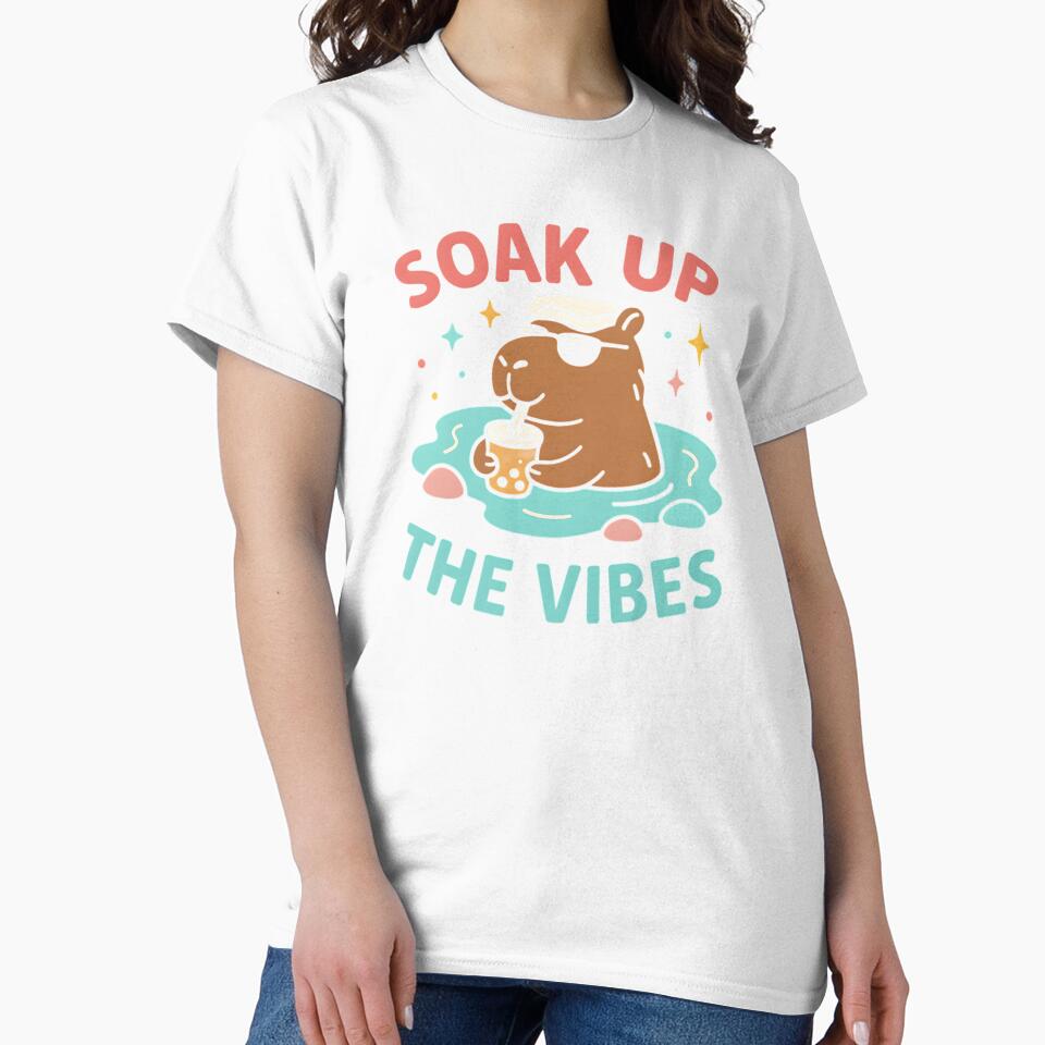 Soak Up the Vibes – Relaxed Capybara in Hot Spring Bubble Tea Art by JaroPrints