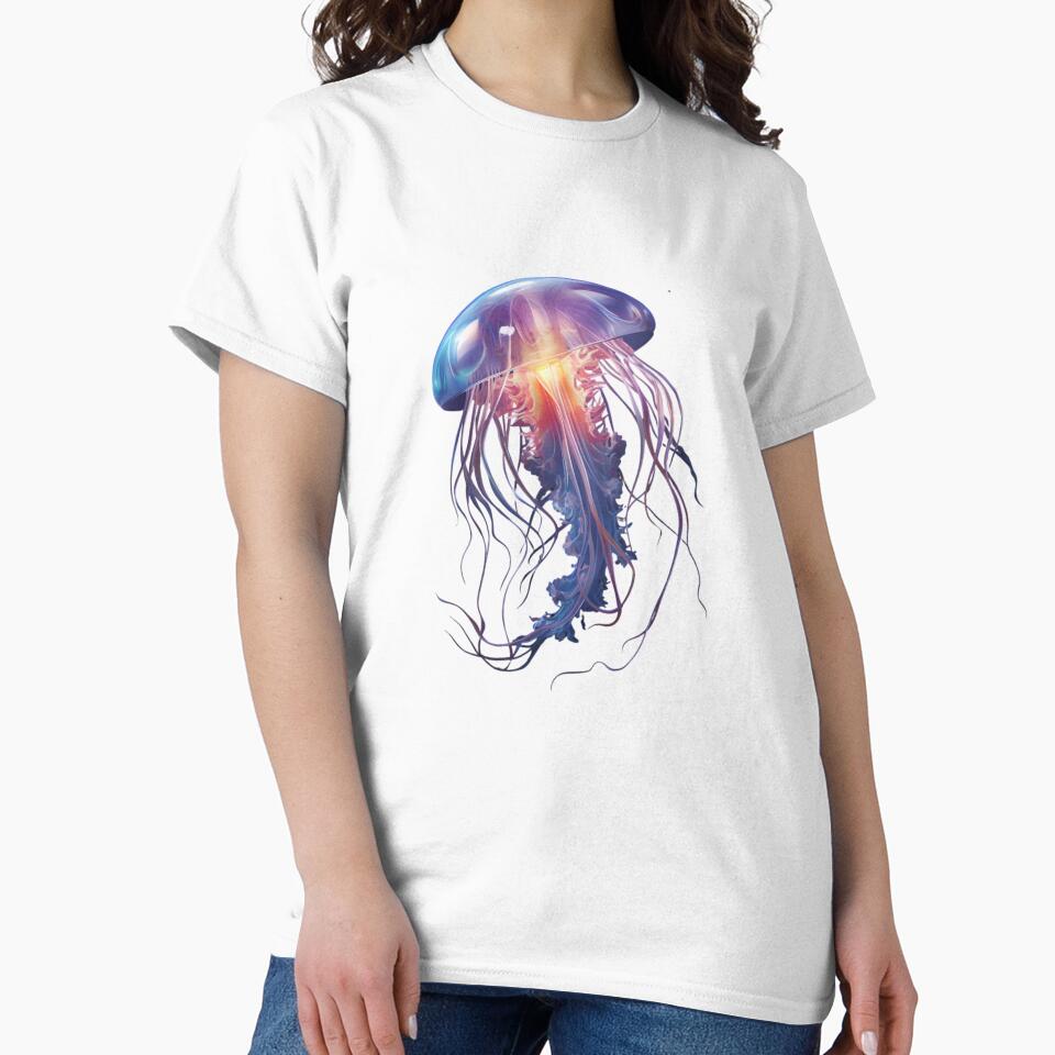 Glowing Jellyfish Swimming in the Deep by stainedglass101