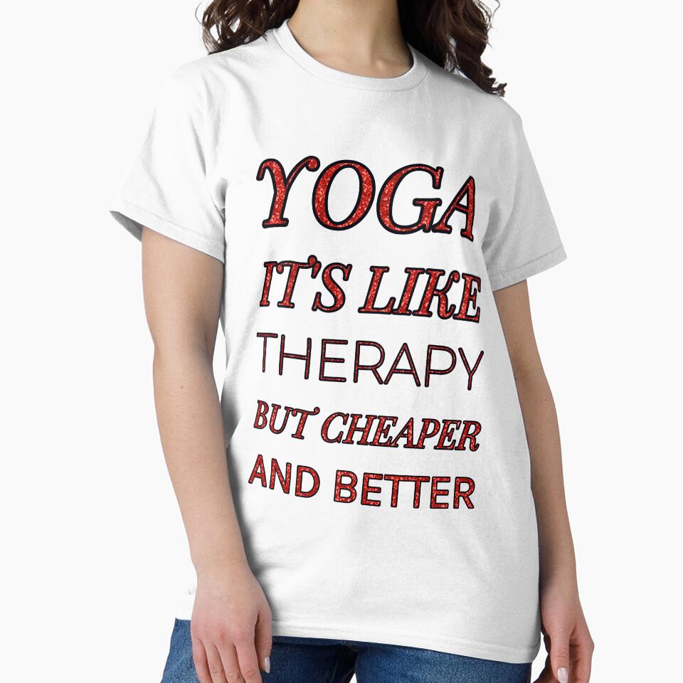 Yoga It'S Like Therapy But Cheaper And Better Red Rhinestone by TheIconSmith