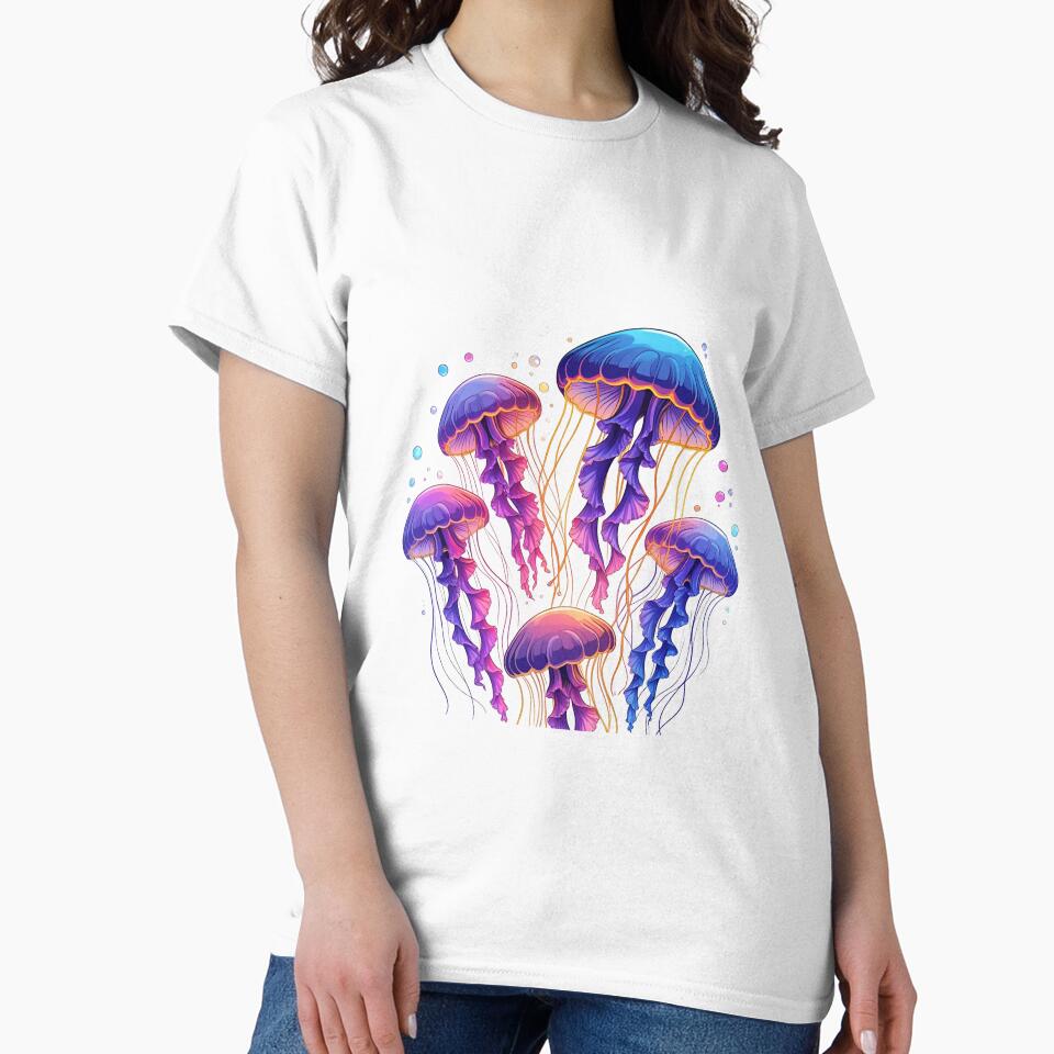 Neon Jellyfish Bloom – Glowing Jellyfish with Fluorescent Paint Splash by ColorSplash123